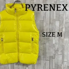 古着 PYRENEX ダウンベスト ロゴ刺繍 サイズM イエロー