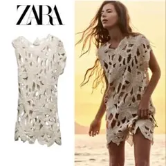 ZARA 定価8,590円 クロシェ編み ミニワンピース XS-S ラスト1点♪