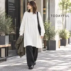 美品 TODAYFUL オーバーサイズ 長袖ワンピース 白 F