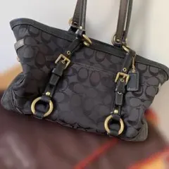 【COACH】シグネチャー トートバッグ10384 黒 コーチ保存布袋付き