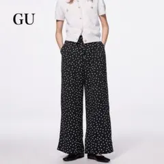 GU ジーユー✨25SS ドットプリントプルオンパンツ　イージーパンツ ブラック