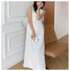 【Birthday Bash】フリンジ ロングワンピース ホワイト