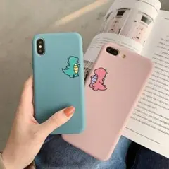 iPhoneケース 7/8/X/XR/11/12 恐竜 ピンク スマホケース