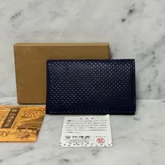 新品 未使用 印傳屋 インデンヤ カードケース ネイビー 本革 レザー