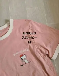 ユニクロ スヌーピーUT 半袖ピーナッツリンガーTピンク MゴルフUNIQLO