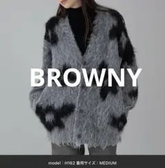 BROWNY ブラウニー　モヘアタッチ　パターン　カーディガン　花柄
