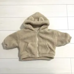 韓国子供服 ベージュ ボア フード付き ジャケット