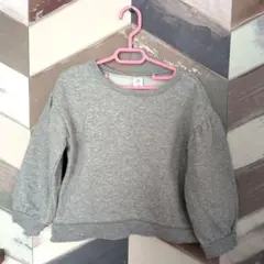 GAP グレー バルーンスリーブ トレーナー 110 裏起毛 あったか