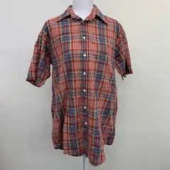 【b0135】90s GANT 半袖シャツ チェック柄 M レッド ヴィンテージのサムネイル