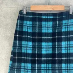 AMACA アマカ 三陽商会 ひざ丈チェックスカート ウール ターコイズ