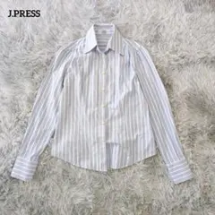 【J.PRESS】ジェイプレス ストライプ柄 長袖シャツ ブルー 9号のサムネイル
