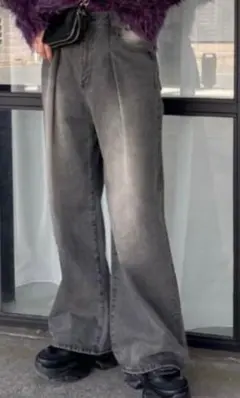 ジーナシス　初期　大人気　タックワイドパンツ　ブラック　Sサイズ