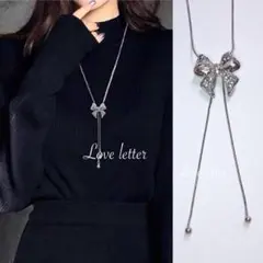 No.674 シルバーリボン2wayネックレスチョーカー 韓国 量産型 地雷