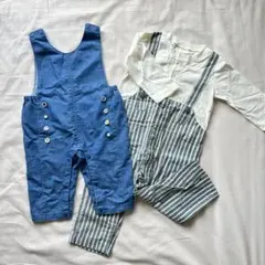 ロンパースセット 青 ストライプ hes