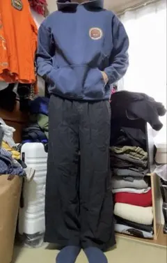 極太リネンワイド バギー パンツ old navy オールドギャップ黒 裾幅29