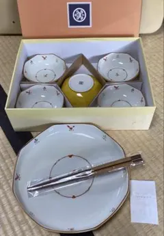 「未使用品￼」たち吉　八角皿 小鉢 セット 箸付き 和食器のサムネイル