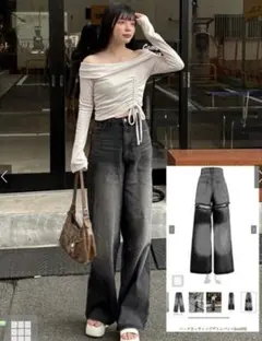 GRL バックカッティングデニムパンツ[cu459]のサムネイル