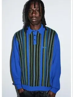 Mサイズ Supreme Multi Stripe Polo Sweater 青 - メルカリ
