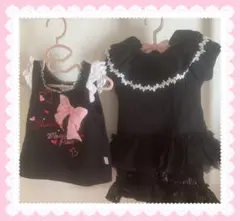 mezzo piano トップス と黒色のセットアップ2点セット
