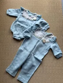 水色ロンパース・カバーオールセット