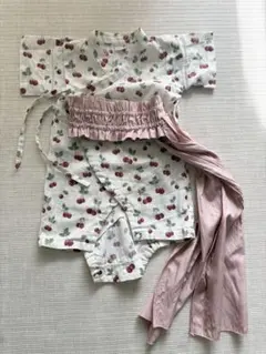 チェリー柄甚平 80cm 　プティマイン