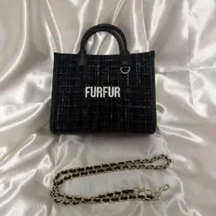FURFUR ツイードロゴトートバッグ ブラック - メルカリ
