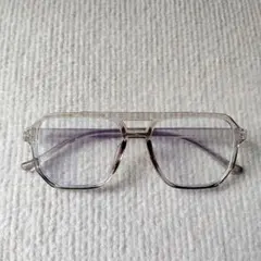 【新品未使用】ツーブリッジ　ダブルブリッジ　クリアフレーム　スクエア　度なし