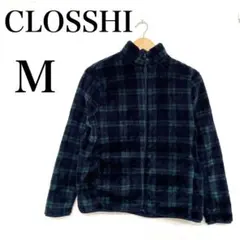 CLOSSHI レディース M 紺緑チェック フリース