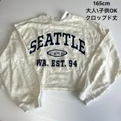新品165cm⭐️グレー　ロゴスウェット　クロップド丈　オシャレh&m