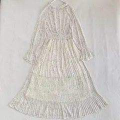 【美品】NICE CLAUP 花柄プリーツティアードワンピース Fサイズ