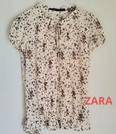 ZARA TRF ドット柄 半袖シフォンブラウス Sサイズのサムネイル