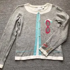 ケイトスペード & GAP コラボ　トロンプルイユ柄ニット　グレー　L