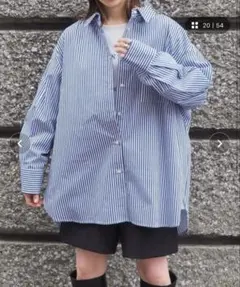 ストライプ柄 オーバーサイズ 長袖シャツのサムネイル