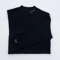 モックネックロングTシャツ ブラック