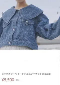 ビッグカラーツイードデニムジャケット