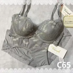 トリンプ　プレミアム　ブラジャー＆ショーツ　C65　新品　匿名配送　グレー系