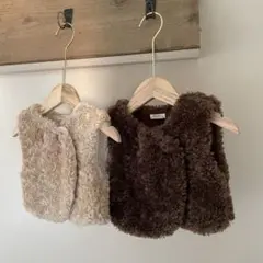 新品未使用　nunubiel 韓国こども服　fur best 70cm ベージュ