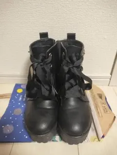 子供用ブーツ ブラック レザー素材