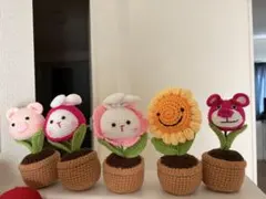 あみぐるみ 花束 枯れない花束 豚 牛 はちさん ひよこ ベトナム土産 