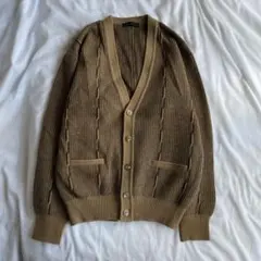 ニットカーディガン ケーブル編み ウール混 vintage カジュアル