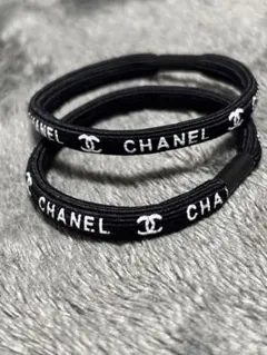 CHANEL ブラック ヘアゴム 2個セット CC