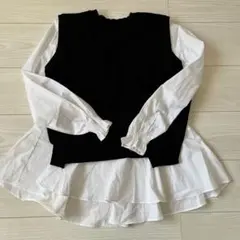 レイヤードデザイン長袖ブラウス