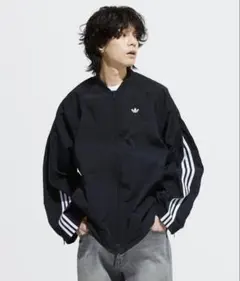 adidas ブラック ナイロンジャケット　 Lサイズ