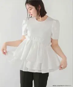 【新品】Fit moreアシメペプラムジャガードトップス 美品のサムネイル