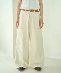 Camphor Wood lace up wide baggy denim