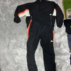 adidas ジャンプスーツ M 黒/オレンジ/白