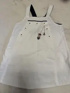 ファミリア　ホワイト ボタン付き ジャンパースカート90cm