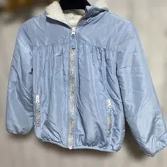 水色 中綿コート ボア裏地付き