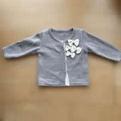 グレー カーディガン 70サイズ リボン装飾