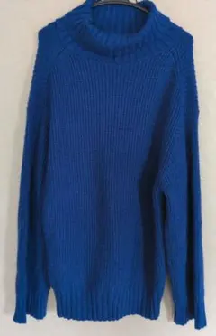 青 タートルネックニット 長袖